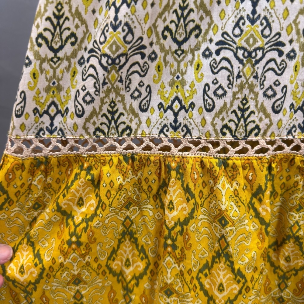 Francesca's 100% Cotton Boho Tiered Babydoll Maxi Dress M Tie Back Pockets - Picture 9 of 15